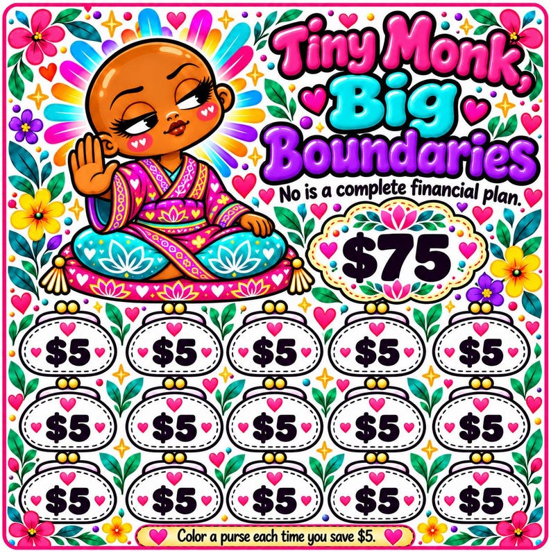 Kawaii Monk Savings Challenge Printables, Zen & Petty Club (digital ...