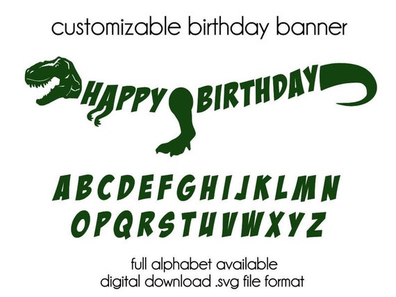 Download Svg Dinosaur Birthday Party Banner Cricut Silhouette Cutting Etsy