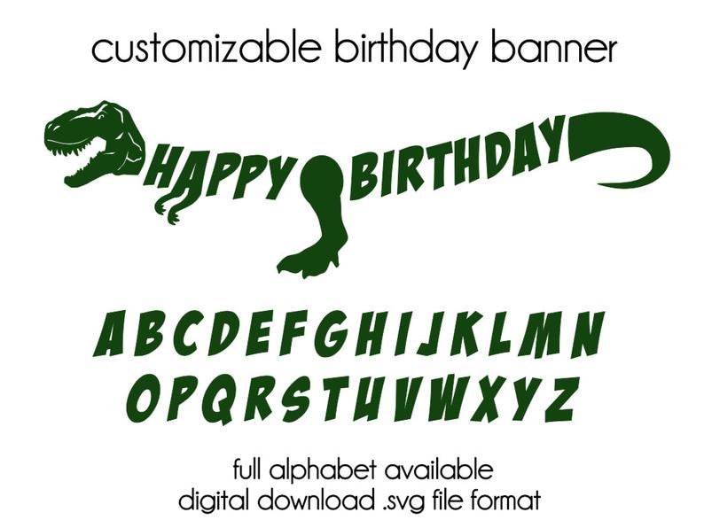 SVG Dinosaur Birthday Party Banner Cricut silhouette ...