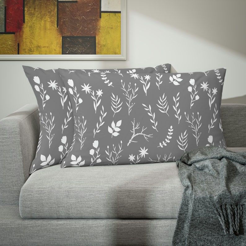 1 Modern Farmhouse Grey and White Floral Print Pillowcase Grey Floral