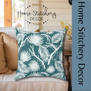 Green Palm Leaf Pillow For Sofa Tropical Jungle Decorative Throw Pillow Bedroom Tropical  Vibe Square Pillow 4 Sizes Accent Hawaiian Print