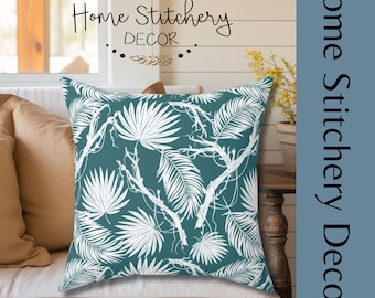 Green Palm Leaf Pillow For Sofa Tropical Jungle Decorative Throw Pillow Bedroom Tropical  Vibe Square Pillow 4 Sizes Accent Hawaiian Print