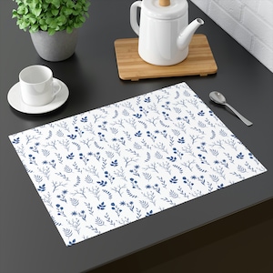 Placemat Indigo Blue Table Setting Cotton Placemat With Blue Flowers Kitchen Table Placemat Dinning Table Mat For Dining Room Table Placemat