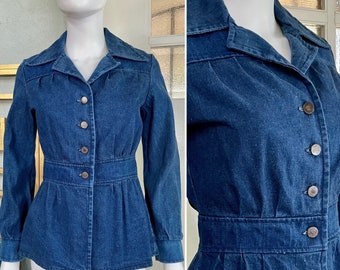 True Vintage 70s XSmall Small Country Blues Blue Denim Jacket