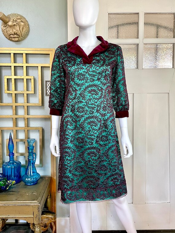 Velveteen belt lace sheath dress cheap