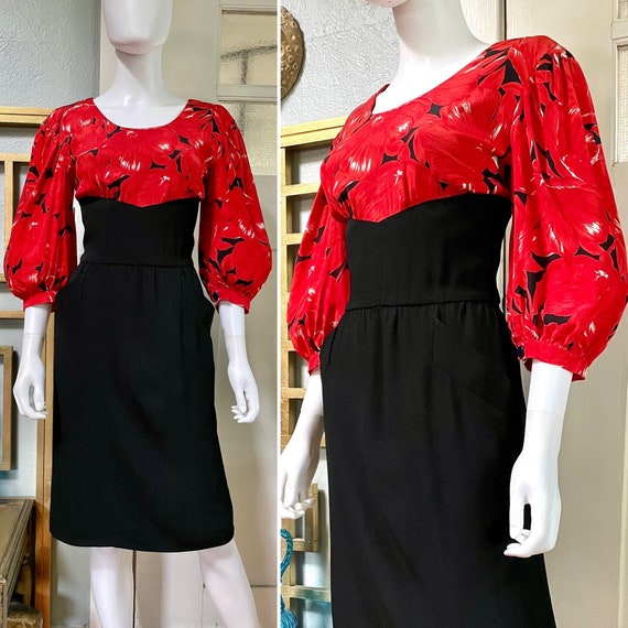 True Vintage 80s Small Medium Cagli red and black… - image 1