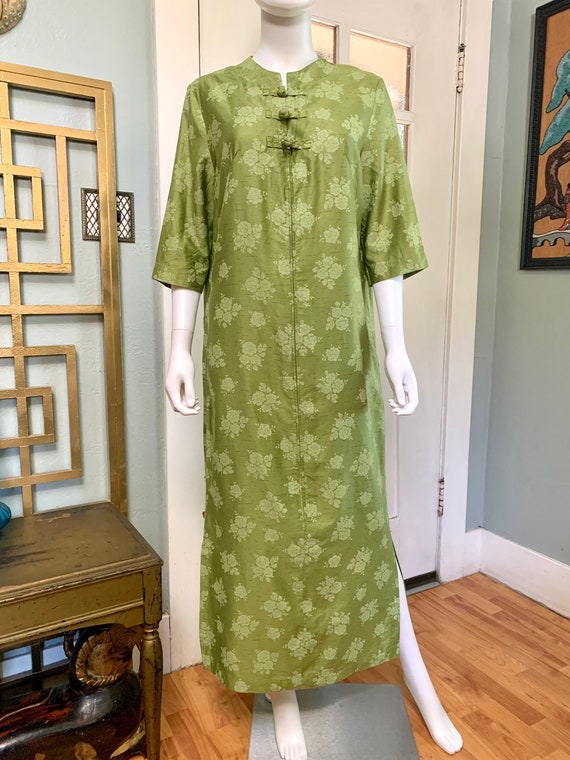 True Vintage 60s Medium Evelyn Pearson Green Flor… - image 2