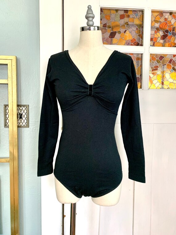 Vintage 70s Black Danskin Leotard, S