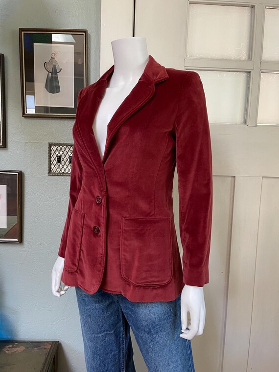 Vintage 70s Small Margeurite Rubel rusty red velv… - image 6