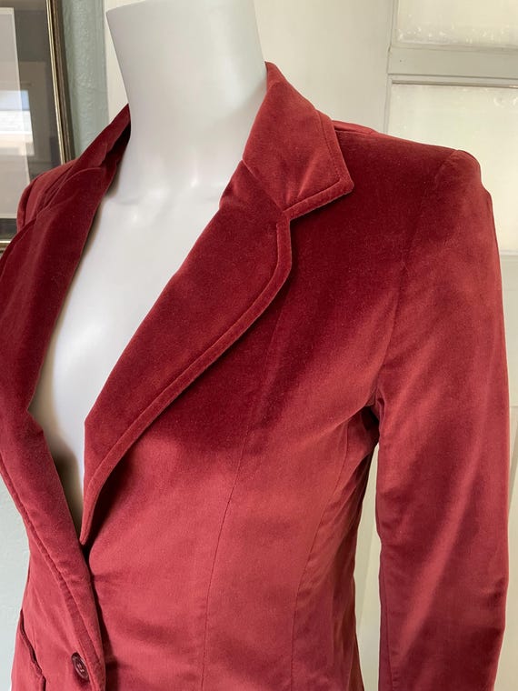 Vintage 70s Small Margeurite Rubel rusty red velv… - image 7