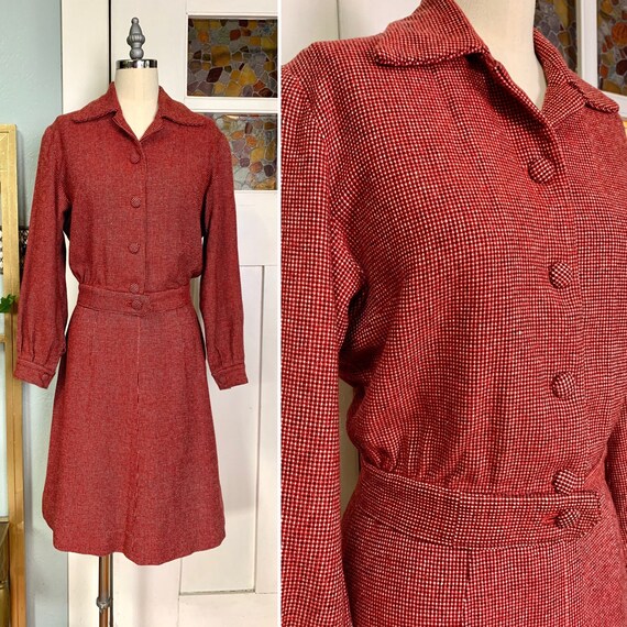 Vintage 40s Wool Tweed Jacket and Skirt Set, M, L