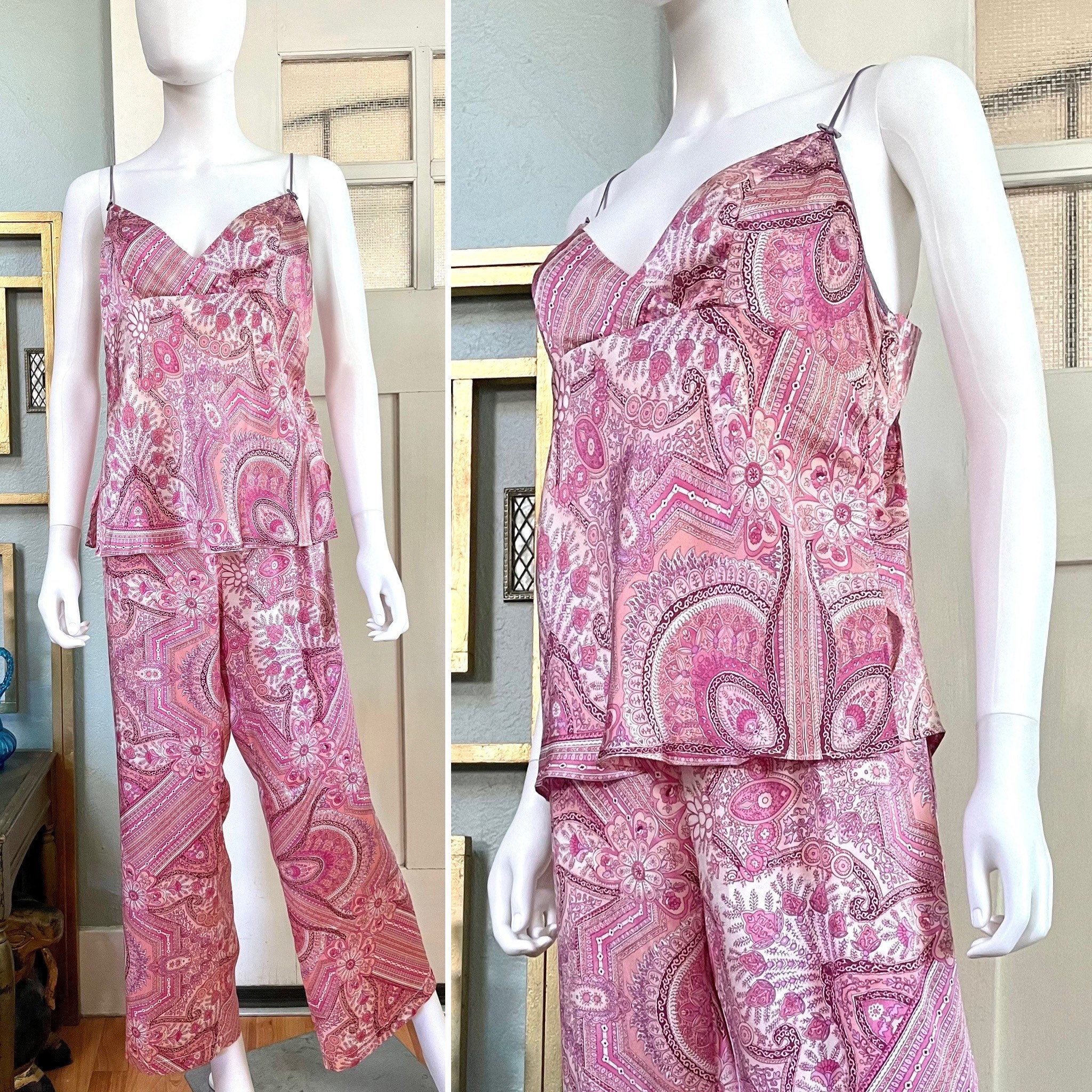 True Vintage 90s Large August Silk Intimates Pink Paisley Silk - Etsy