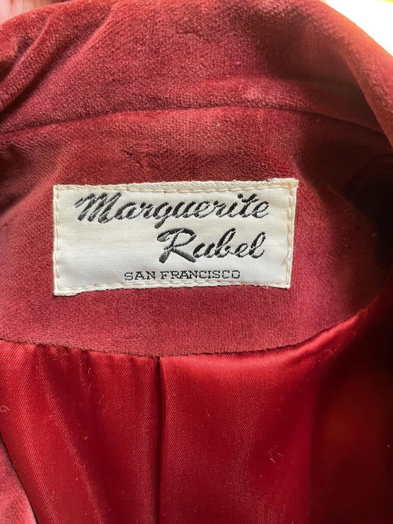 Vintage 70s Small Margeurite Rubel rusty red velv… - image 9