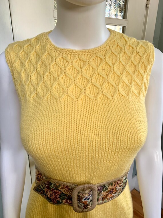 True Vintage 60s XSmall Small Yellow Sweater Knit… - image 7