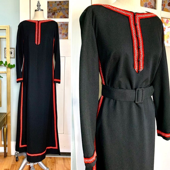 Vintage 60s R&K Originals Black Sheath Dress, M