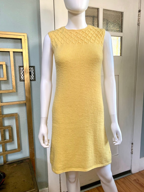 True Vintage 60s XSmall Small Yellow Sweater Knit… - image 2
