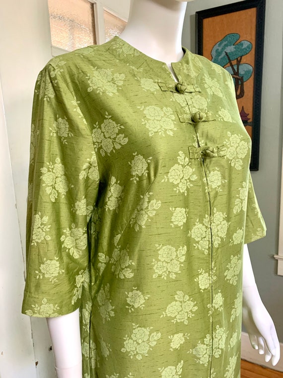 True Vintage 60s Medium Evelyn Pearson Green Flor… - image 4