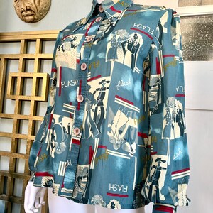 Vintage 70s Large Anette Flash novelty print Blouse image 4