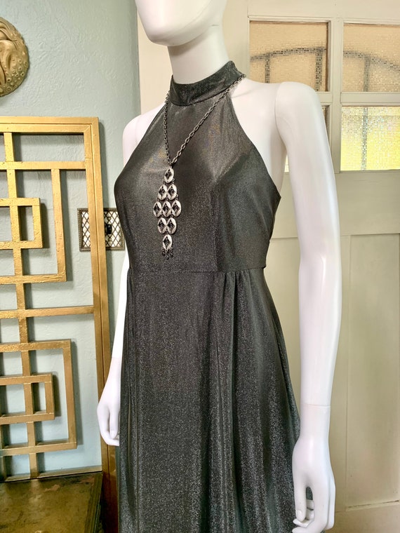 True Vintage 60s Small Dark Gray and Silver Sleev… - image 7