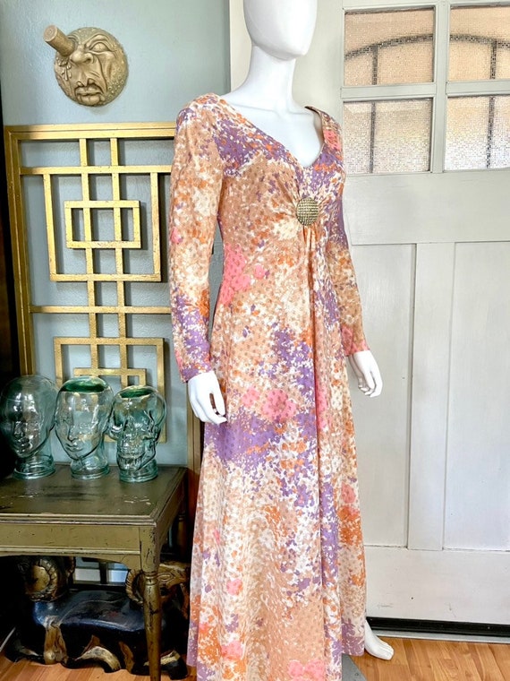 True Vintage 70s Medium lavender and pink and gol… - image 3