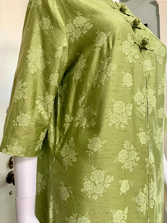 True Vintage 60s Medium Evelyn Pearson Green Flor… - image 7