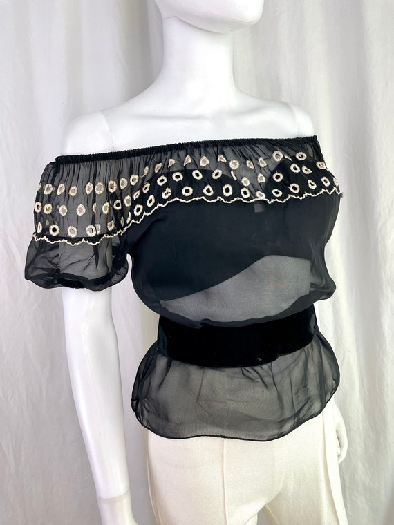 Blouse Transparente Noire Et Blanche Truly 4 You - Taille 3X (plus), Manches Châle - Neuf Avec étiquettes