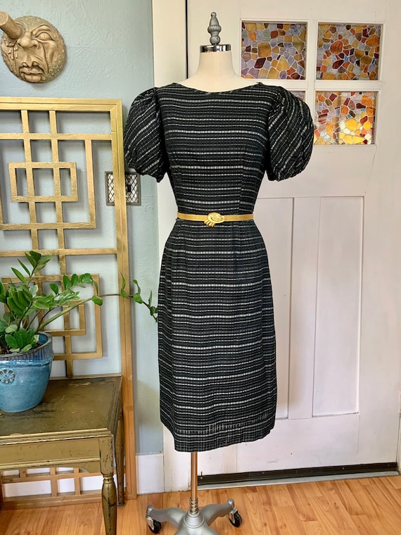 Vintage 50s Puff Sleeve Wiggle Dress by Jerry Gild