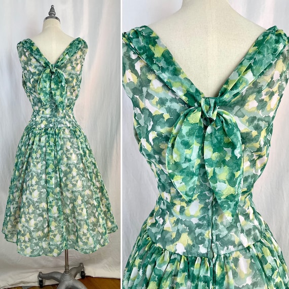 True Vintage 50s Small Jonathan Logan green and y… - image 9
