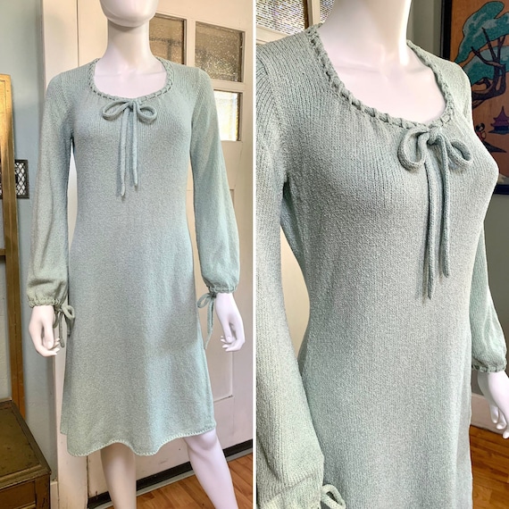Vintage 60s Medium Jane Seafoam Blue Sweater Knit Dress - Etsy