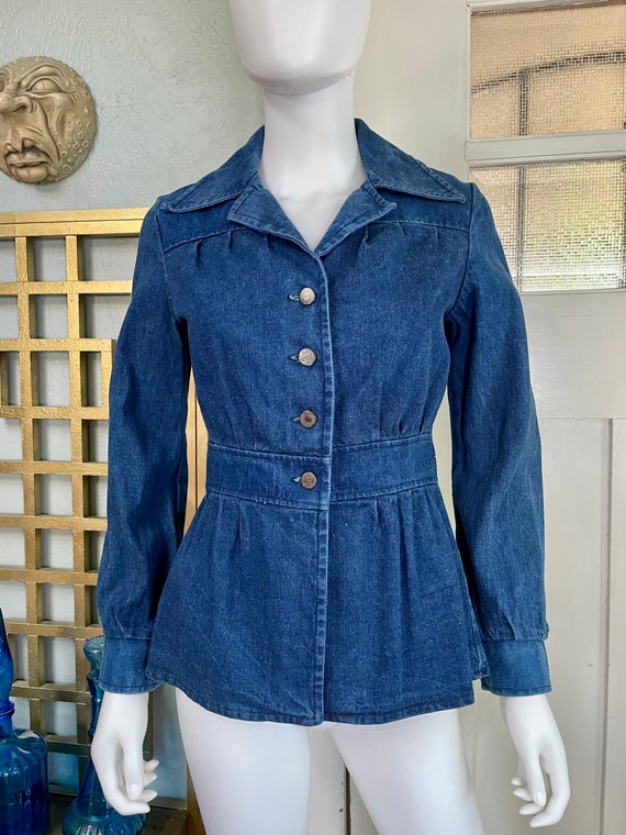 True Vintage 70s XSmall Small Country Blues Blue … - image 2
