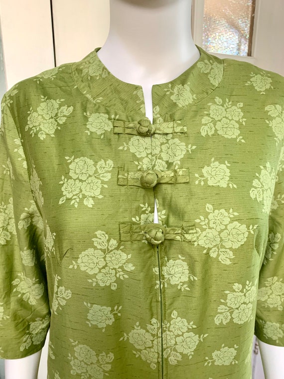 True Vintage 60s Medium Evelyn Pearson Green Flor… - image 6