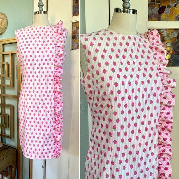 Vintage 60s Strawberry Print Anne Fogarty Dress, S