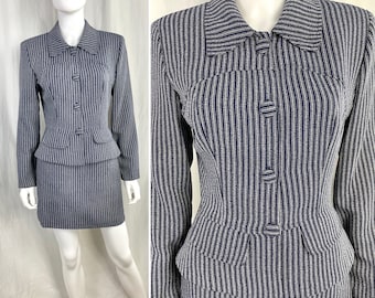 True Vintage 90s Small Rampage striped blazer and skirt suit