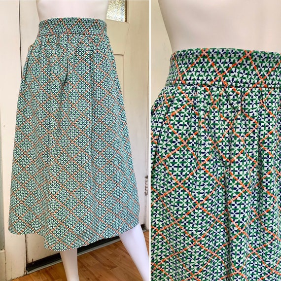 Vintage 40s 50s Medium Large Cotton Corduroy Skirt - image 1