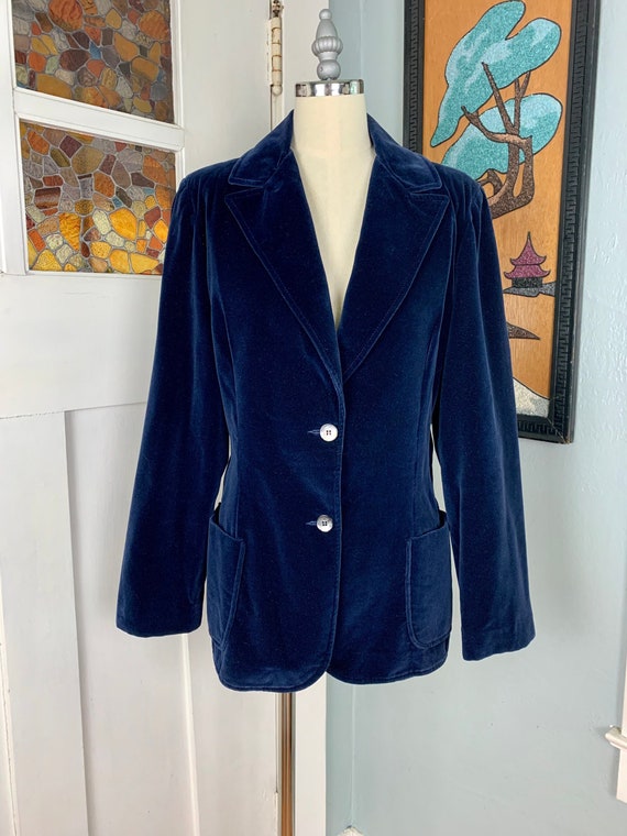 Vintage 70s Blue Velvet Blazer by Koret of Califor