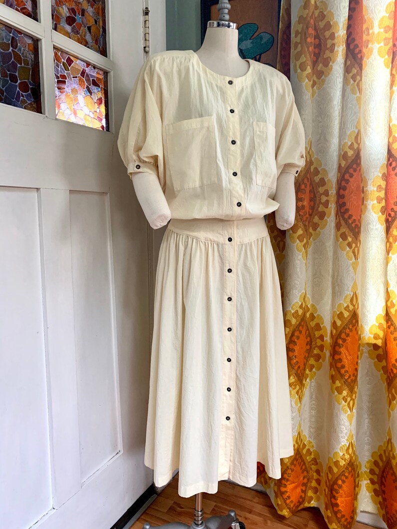 Vintage 70s Pale Yellow Cotton Dress by Jerell S