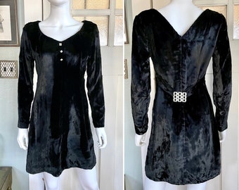 True Vintage 60s Small Black Faux Fur Mini Dress