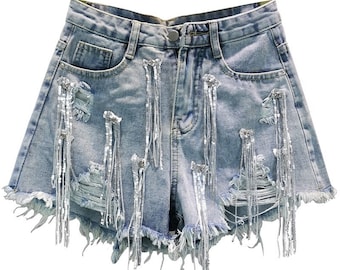 plus size rhinestone shorts