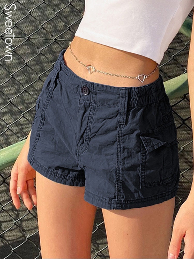 Navy cargo shorts womens sale