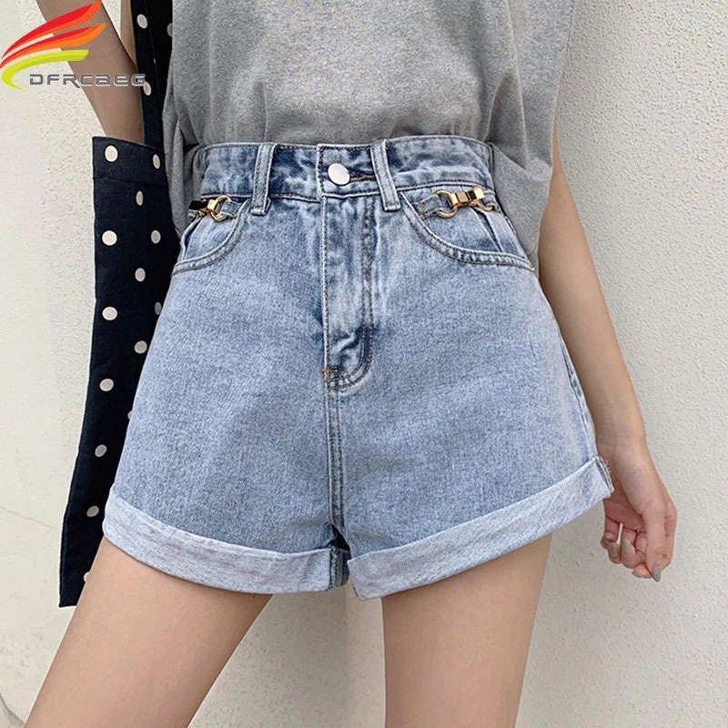Denim Shorts With High Waisted Wide Leg 