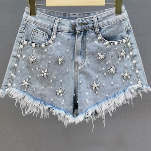 Female Denim Shorts Summer Wear New High Waist Slimming Heavy Etsy