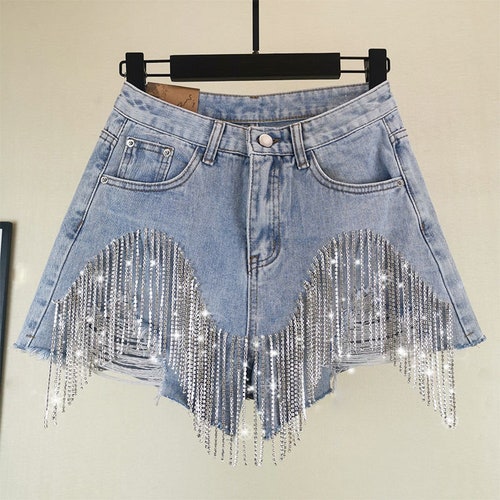 New Fashion Jeans Women Hole Tassel 