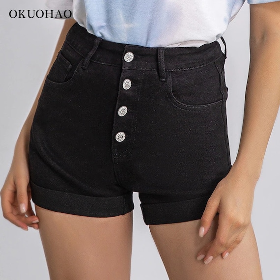 Stretch Denim Shorts Women Fashion High Waist Casual Jeans Short