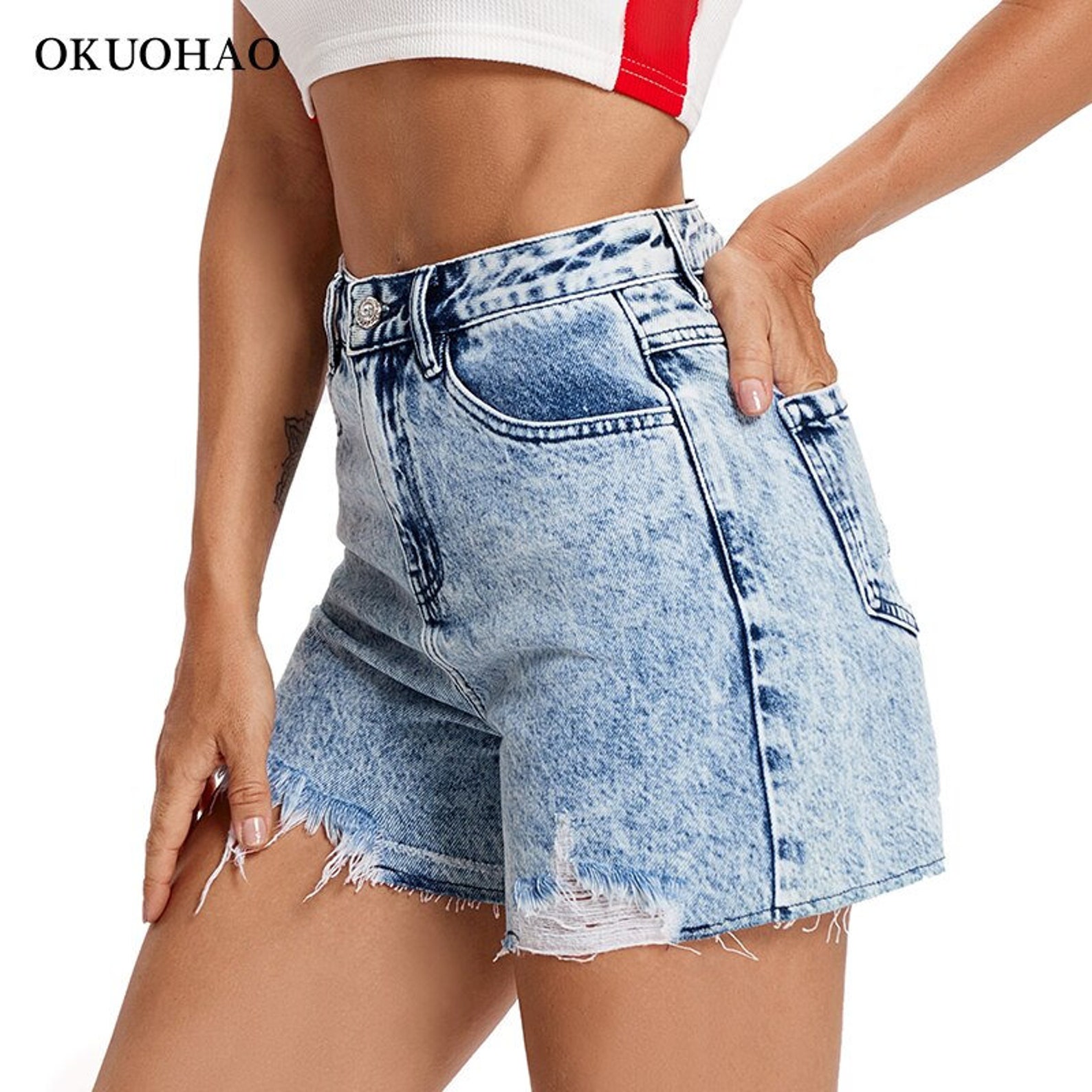 Womens Denim Shorts Jeans Basic Summer Baggy High Waist Etsy