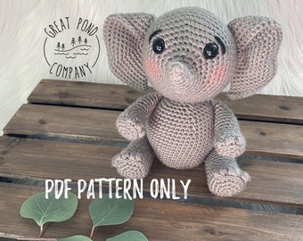 Crochet Elephant Pattern // Little Elephant Amigurumi PDF // Digital Download PDF Pattern Elephant