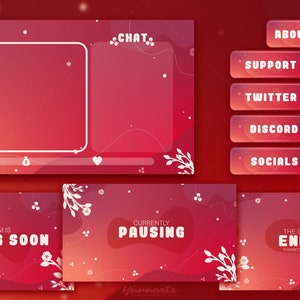 Red Floral Design Pack | for Streamers | Premade | Multicolor | 4 colors
