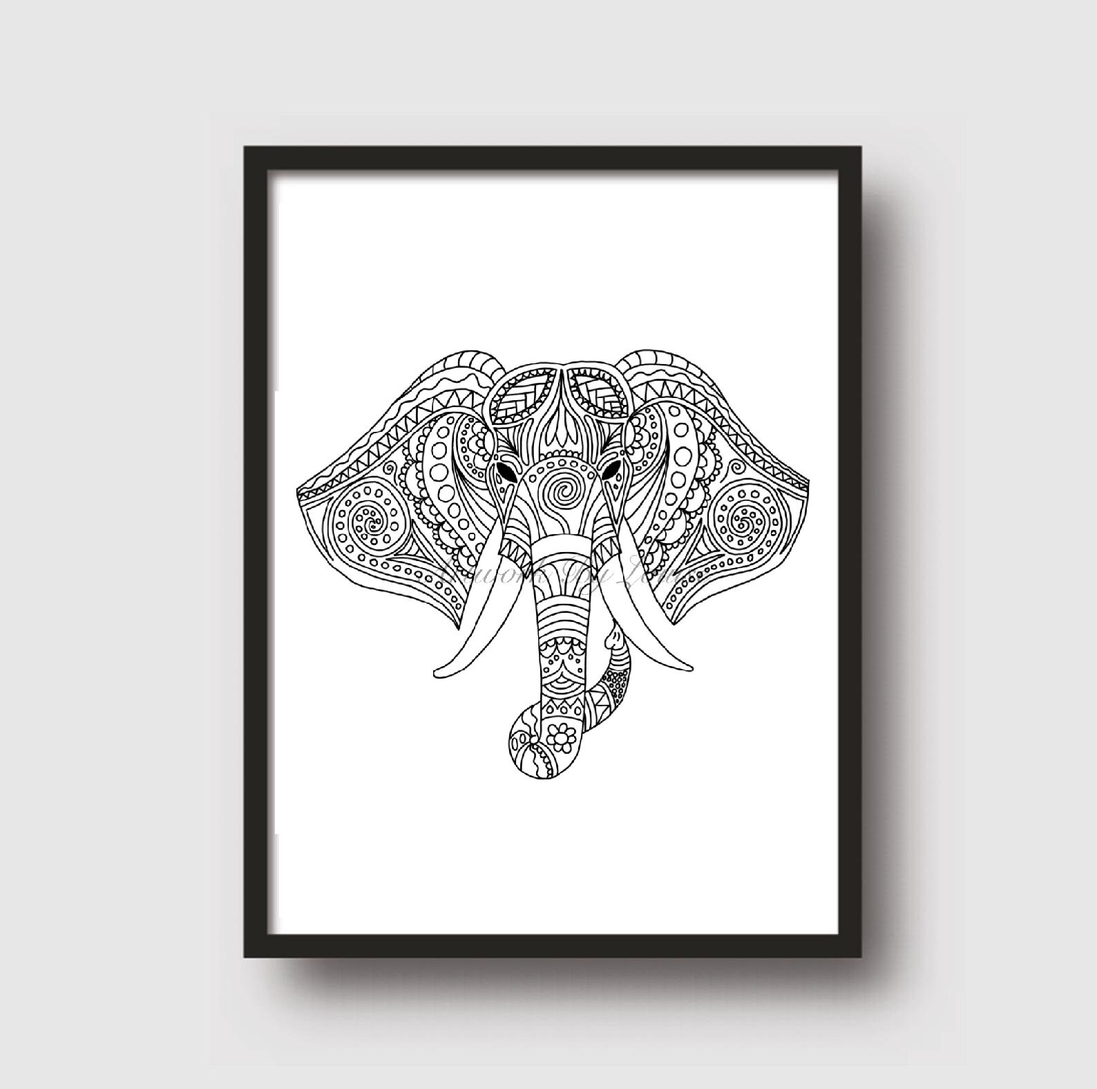Elephant Mandala Art Print Home Decor Elephant Wall Art Etsy