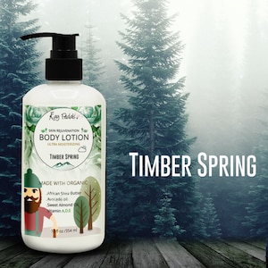 Timber Spring  | Organic Body Cream | Shea Butter Lotion | Scented Lotion | Almond Body Lotion | Fragrance Lotion | Eczema Lotion
