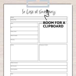 In Case of Emergency Printable &amp; Editable - Etsy