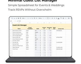 Minimal Guest List Manager Spreadsheet | Simple RSVP & Attendance Tracker for Any Event